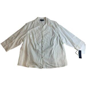 Jones New York Signature Women's White Collard Button Down Shirt Size 3X